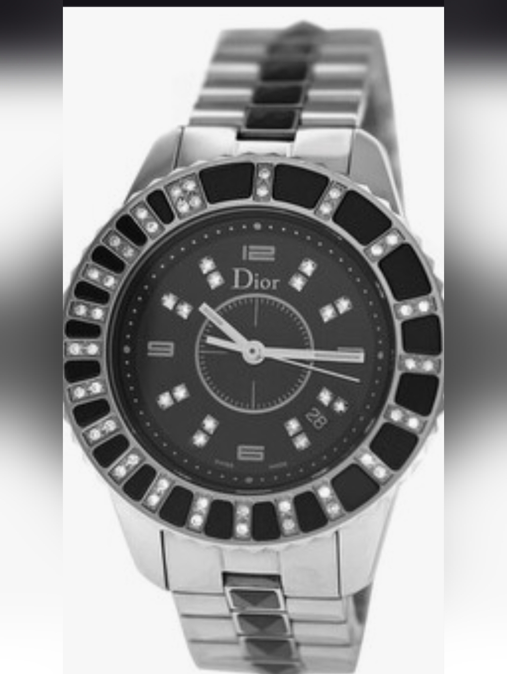 Dior Quartz Diamond Black Dial Lady's Watch Item #3CDLG0054 PREOWNED